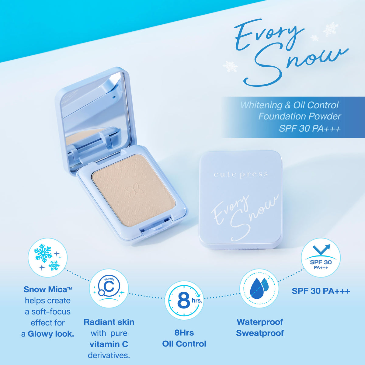 Evory Snow Whitening & Oil Control Foundation Powder SPF 30 PA++ [12 g.]