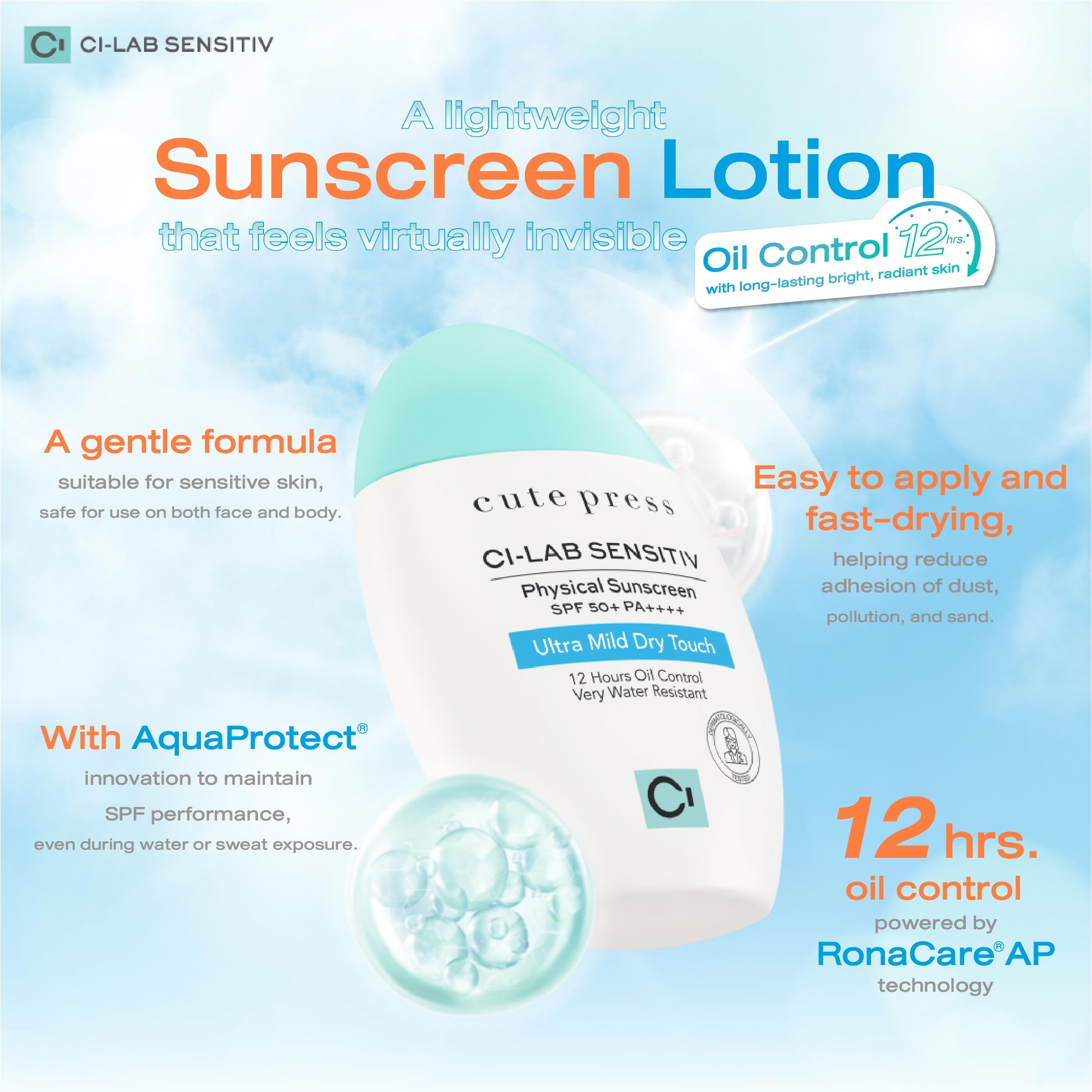 Ci-Lab Sensitiv Ultra Mild Dry Touch Sunscreen SPF 50+ PA++++ [45 ml.]