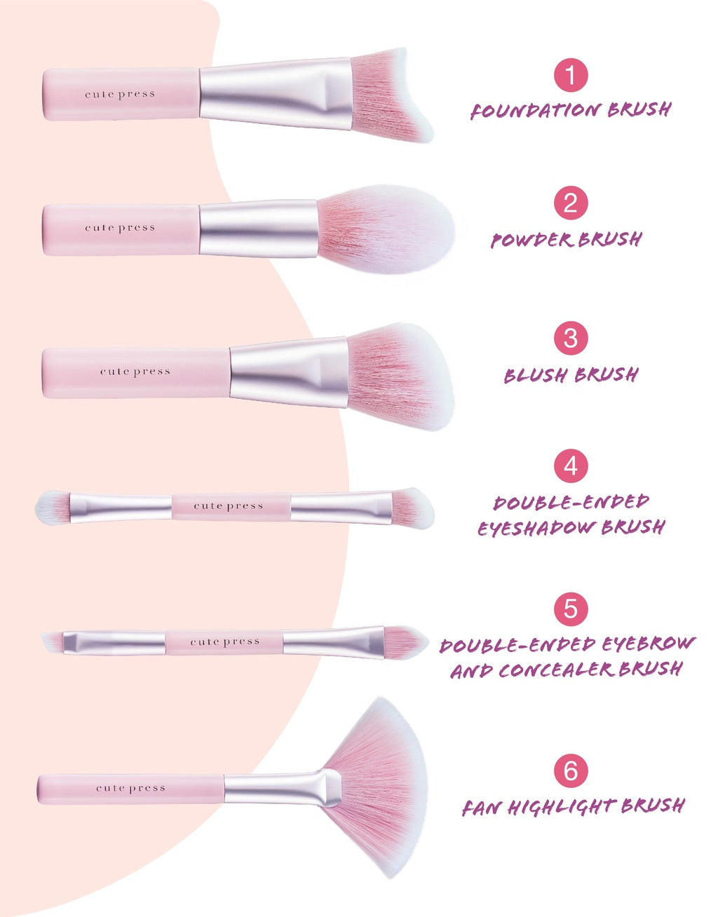 Cute Press 1-2 Beautiful Professional Brush Set