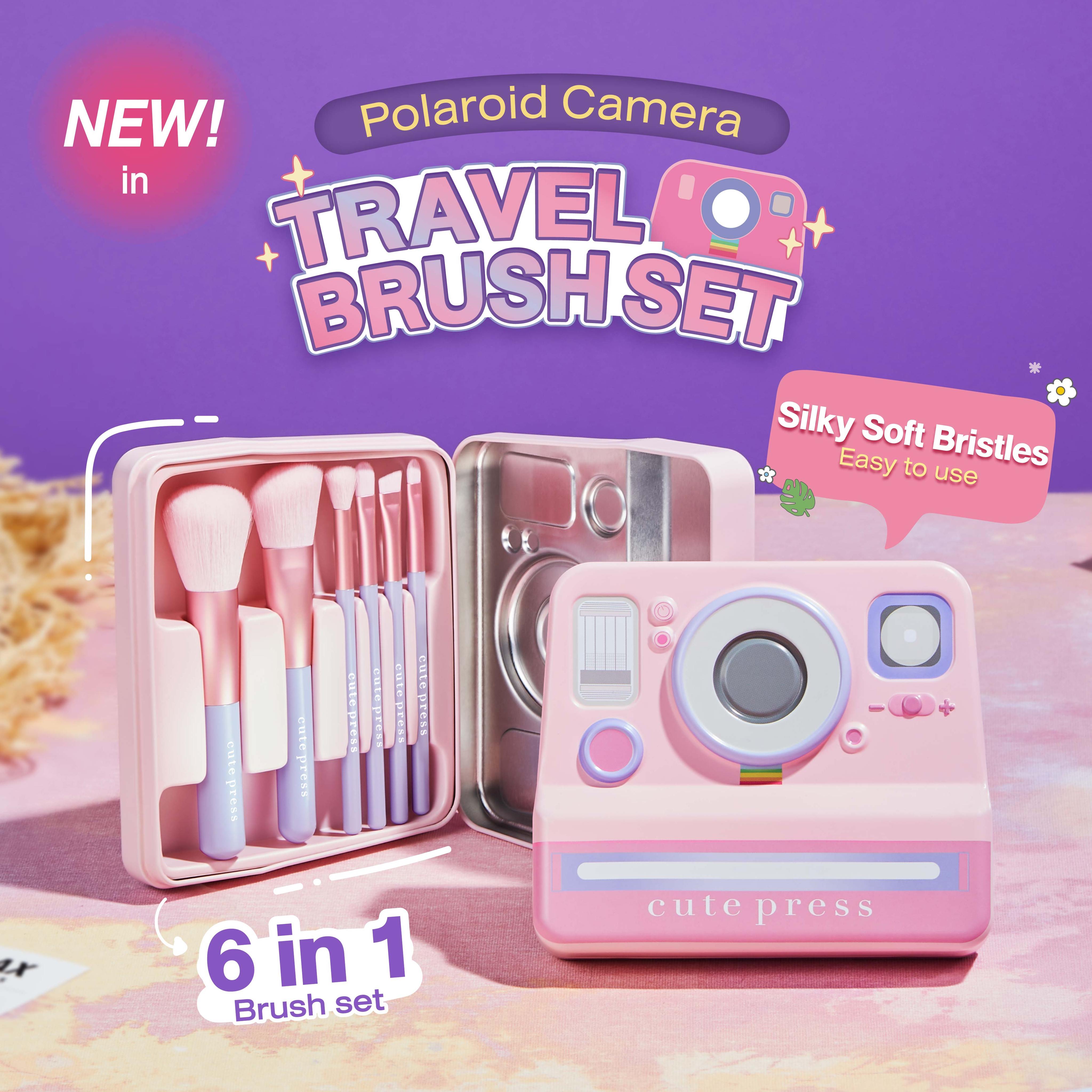 Cute Press Polaroid Camera Travel Brush Set